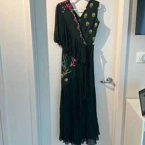 COPY - Dark green gown indowestern